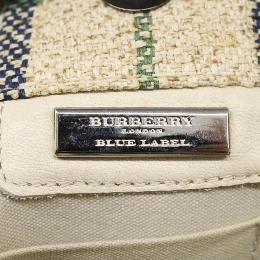 BURBERRY Nova Check Blue Label Hand Bag Canvas Beige Navy Auth BD035 - Picture 9 of 16